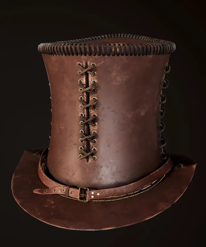 Steampunk top hat - My, 3D, Steampunk, Computer graphics, Longpost, Autodesk Maya, Substance Designer, Substance painter, Marmoset Toolbag, Render