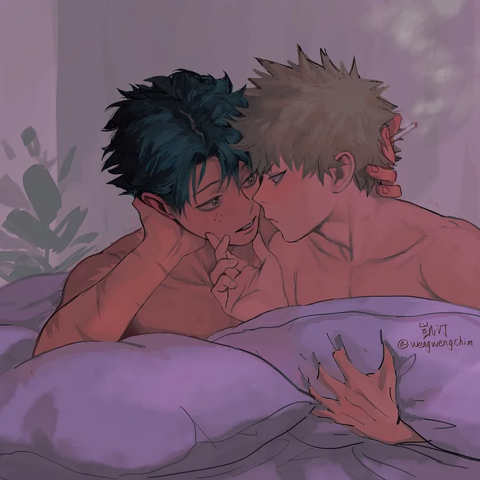 Morning my love - Lime and Kiwi, Lime Art, Shipping, Yaoi, Boku no hero academia, Midoriya izuku, Katsuki Bakugou