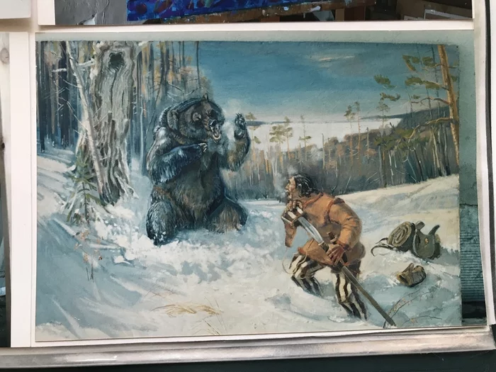 Bear hunting - My, Oil painting, Painting, Art