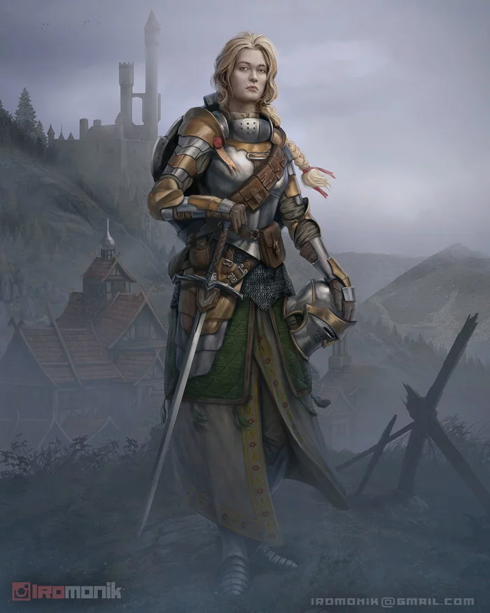 Female Paladin Blisse - My, Iromonik, Characters (edit), Art, Photoshop, Digital drawing, 2D drawing, Magic, Drawing, Longpost