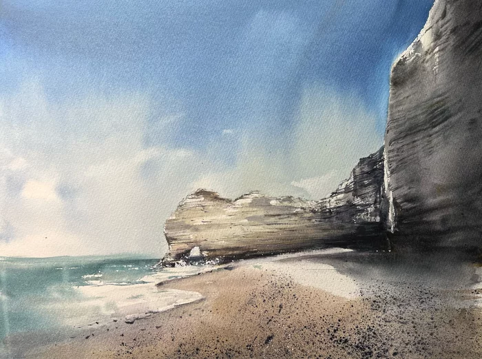 Etretat. - My, Watercolor, Artist, Drawing