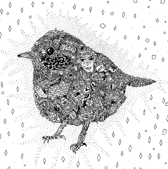 Tit - My, Tit, Birds, Doodle, Detailing, Doodl, Art, Drawing, Black and white