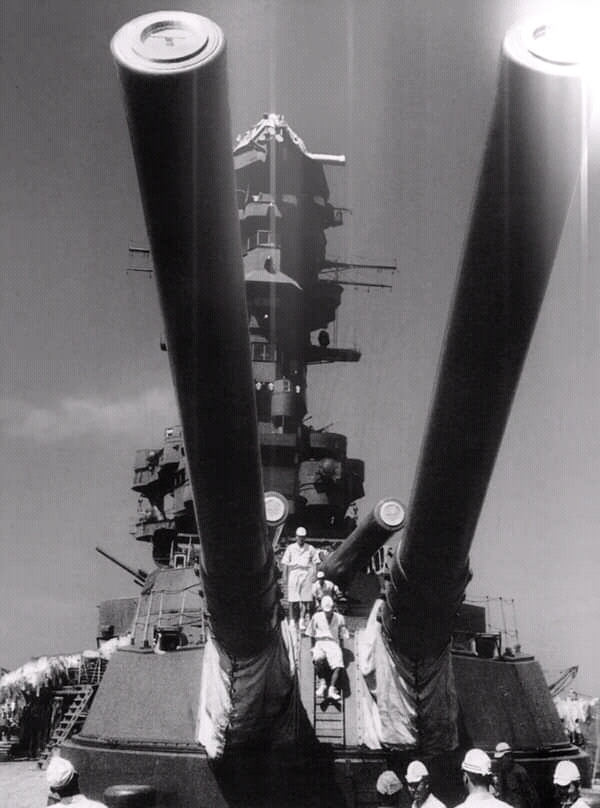 Large caliber only - The Second World War, Pacific Ocean, Japan, Battleship, Yamashiro, Black and white photo