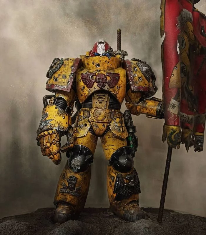 Veteran Sergeant of the Imperial Fists - My, Warhammer 40k, Modeling, Miniature, Painting miniatures, Hobby, Collecting, Warhammer, With your own hands, Longpost