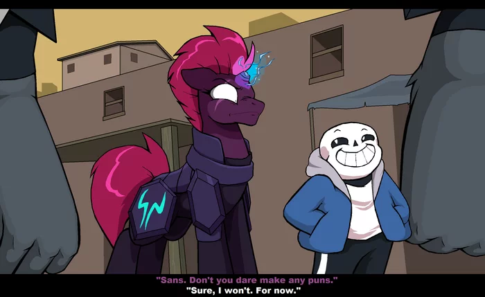 Continuation of the post The joke was too SHOCKING - My little pony, Undertale, MLP crossover, Tempest shadow, Sans, PonyArt, Deviantart, Reply to post