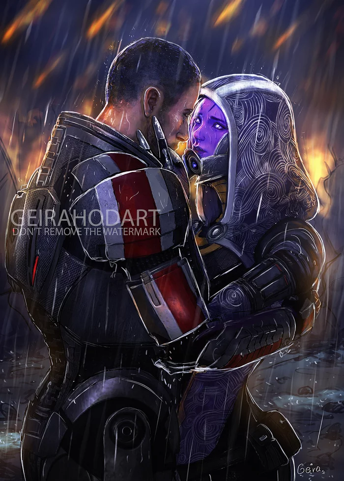 Shepard and Tali - Mass effect, Art, Shepard, Tali zorah, Geirahod