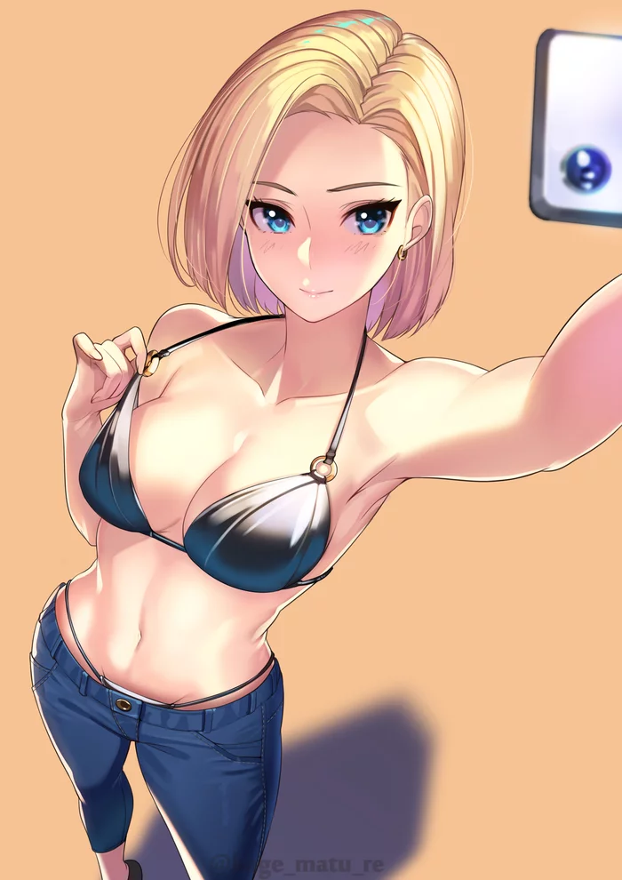 Android 18 - NSFW, Аниме, Anime Art, Dragon Ball, Android 18, Купальник, Сиськи, Рисованная эротика, Эротика, Kagematsuri