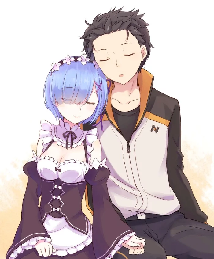 A Peaceful Dream - Re: Zero Kara, Rem (Re: Zero Kara), Natsuki subaru, Anime art, Anime, Housemaid