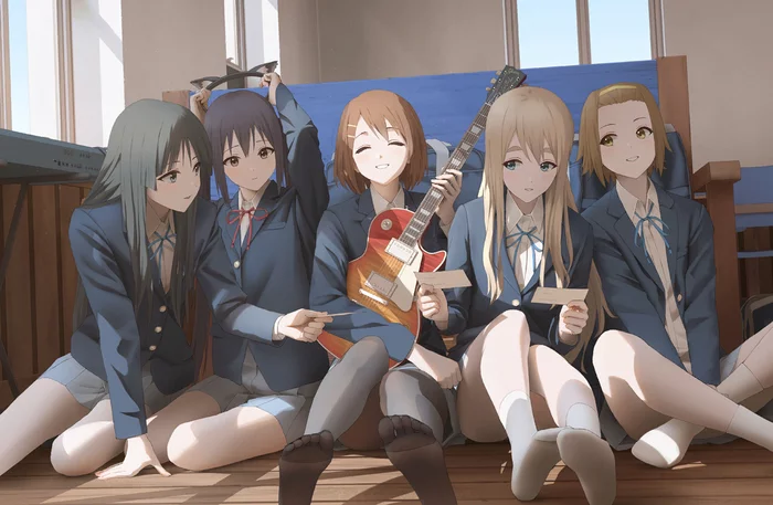 Light Music Club - k-On, Akiyama Mio, Yuigahama Yui, Azusa Nakano, Tsumugi Kotobuki, Ritsu Tainaka, Anime art, Anime