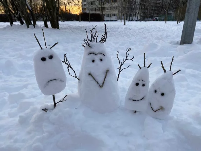 The Popsicle Family - Winter, snowman, Popsicle, Mood, Snow