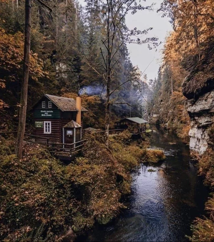 And if the fish is still caught, then in general in a buzz - Nature, Autumn, House, Privacy, River