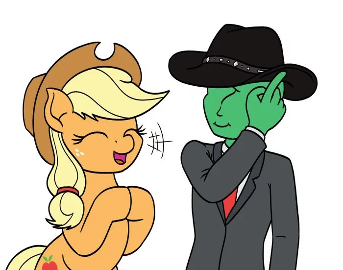 Nice hat... - My Little Pony, Applejack, Anon, Mkogwheel, PonyArt