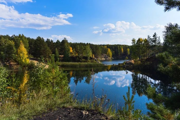 Голубой карьер - Моё, Природа, Вода, Дерево, Челябинск, Осень, Лес, Карьер