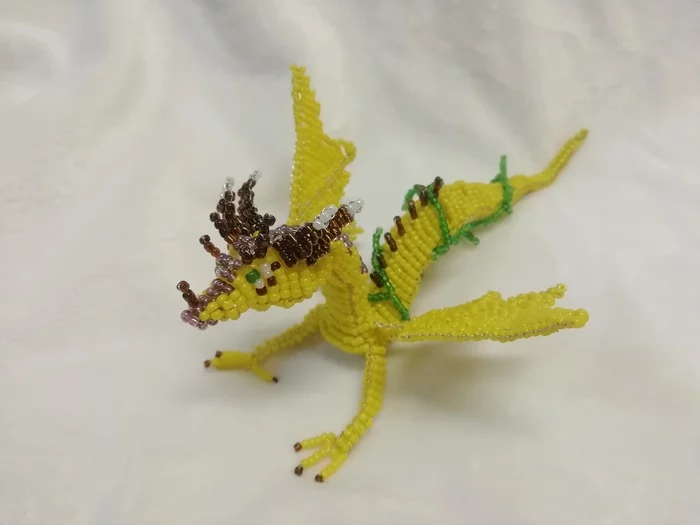 A dragon figurine. Addition to lilies - My, The Dragon, Beads, Beading, Needlework without process, Creation, With your own hands, Lily, Longpost