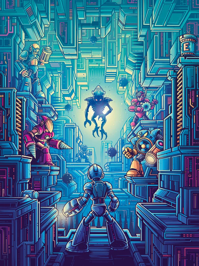 MEGAMAN - Art, Megaman, 8 bit, Dandy Games, Dan Mumford