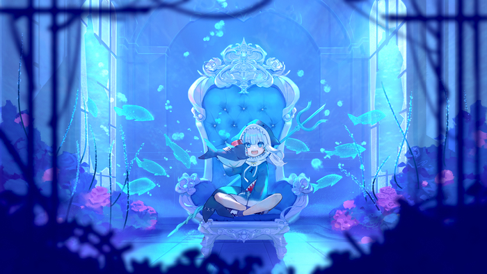 Gawr Gura , Anime Art, Virtual YouTuber, Gawr Gura, Hololive, , 