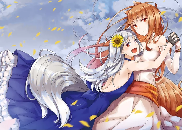 Holo and Mury - Anime art, Anime, Myuri, Horo holo, She-wolf and parchment, Spice and Wolf, Animal ears, Holo