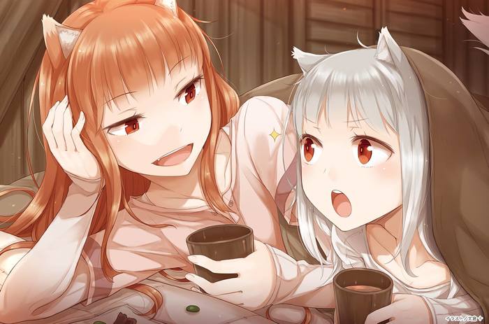 Holo and Mury - Anime art, Anime, Horo holo, Myuri, Spice and Wolf, She-wolf and parchment, Animal ears, Holo