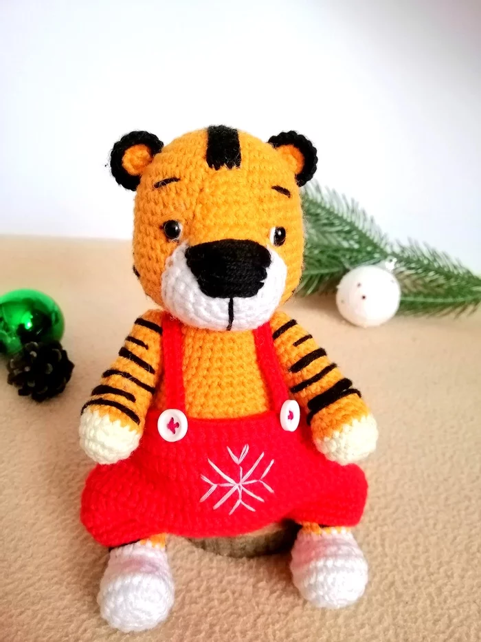 Symbol 2022 - knitted tiger - My, Knitted toys, Symbol of the year, Crochet, Author's toy, Longpost