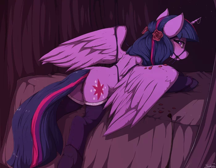 A drawn mare is waiting for her rider - NSFW, My little pony, Art, Fan art, PonyArt, Twilight sparkle, MLP Explicit, Blackkaries