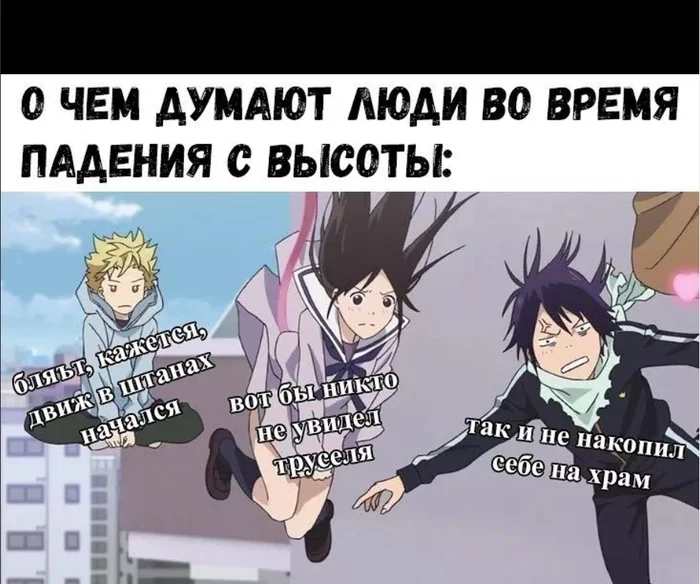 The fall - Anime, Anime memes, Picture with text, Noragami, Mat