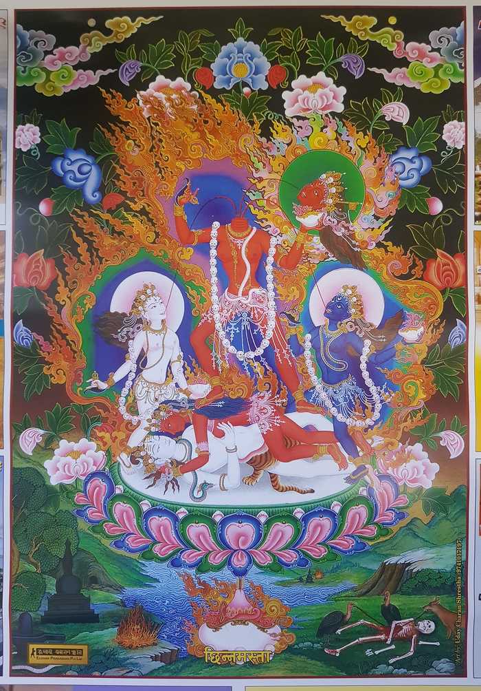 Chinnamasta, by Udaya Charan Shrestha - Buddhism, Painting, Goddess