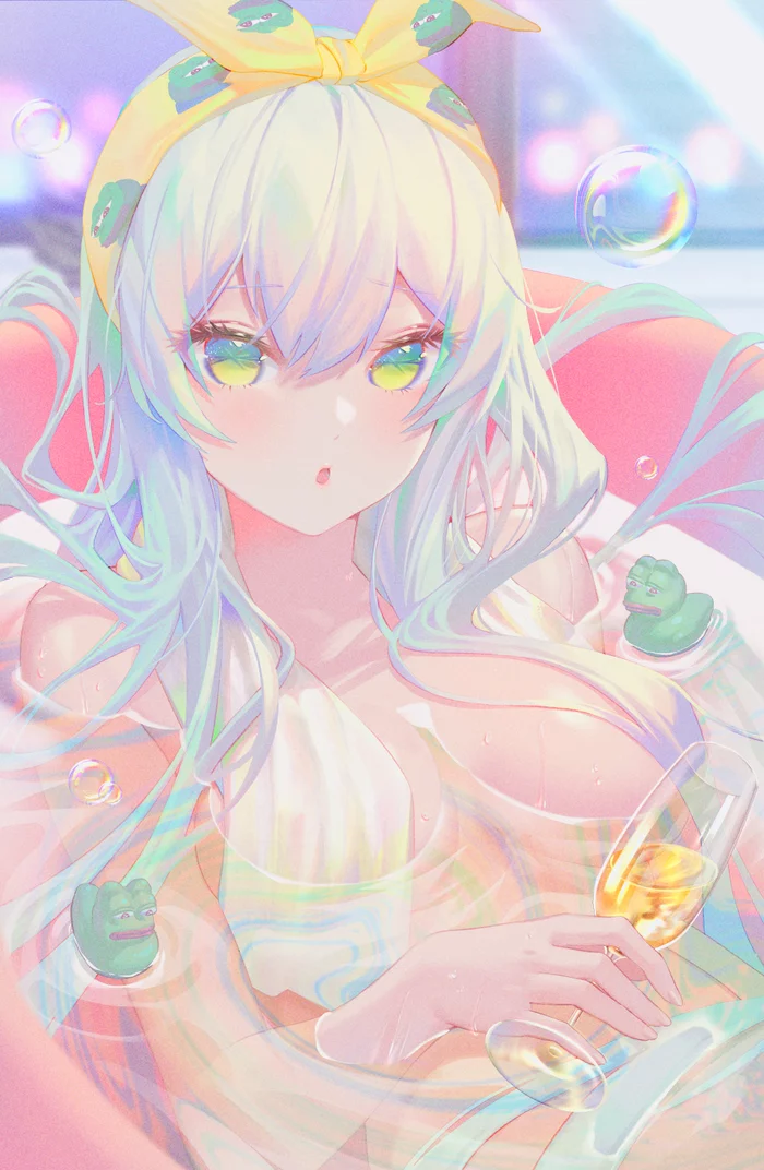 Anime Art - NSFW, Anime, Anime art, Anime original, Art, Girls, Boobs, In the bath