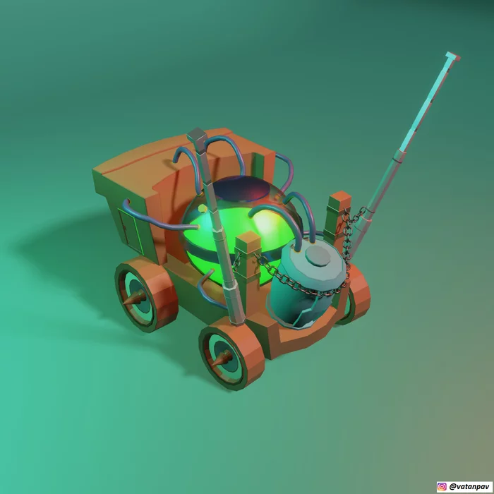 Plague cart 3D model - My, 3D modeling, Blender, World of warcraft, Low poly