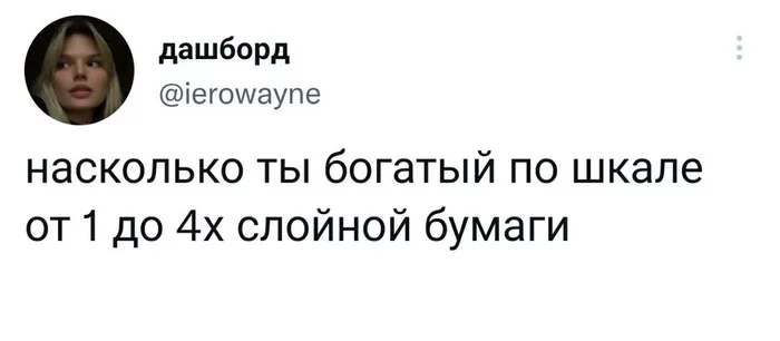 Метод определения достатка - Twitter, Туалетная бумага, Уровень жизни, Скриншот