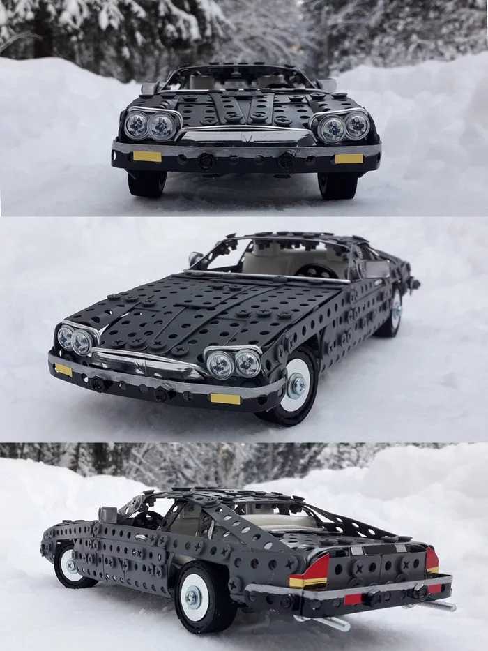 1975 Jaguar XJS made of metal construction, wire, rubber, leather and cardboard - My, Jaguar, Jaguar, Retro car, Constructor, Modeling