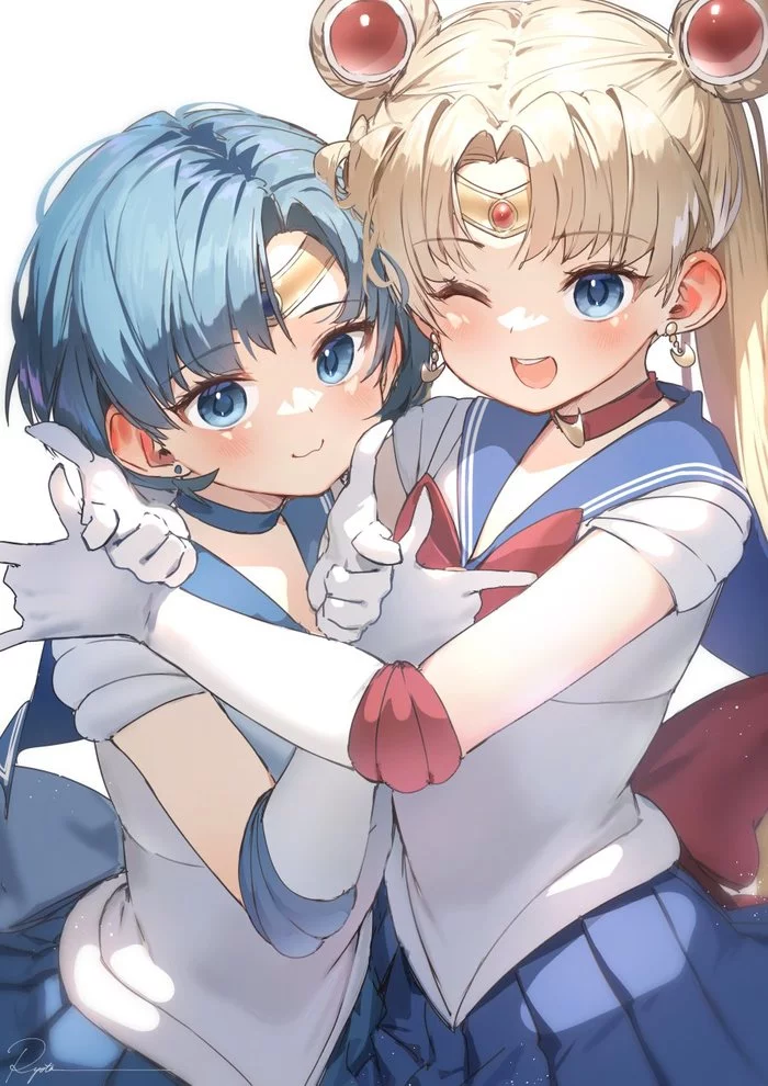 Ami Mizuno and Usagi Tsukino - Anime, Anime art, Sailor Moon, Seifuku, Choker, Loli, Ryota