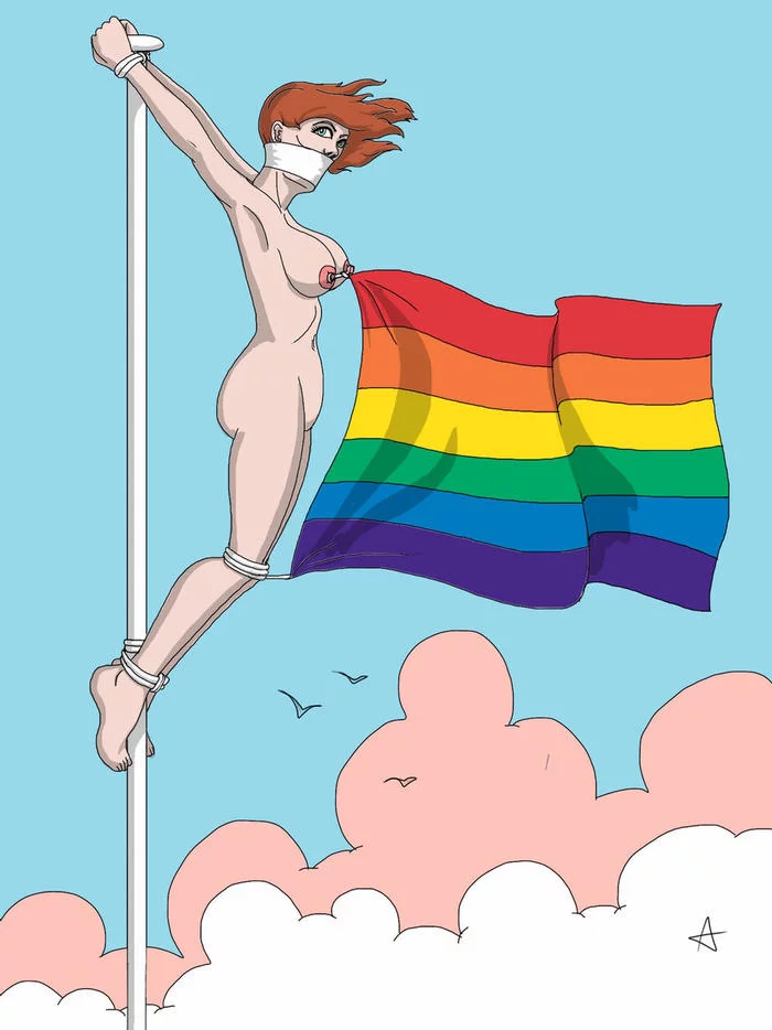 The flag of a new country - NSFW, Art, Girls, Hand-drawn erotica, BDSM, Binding, Deviantart