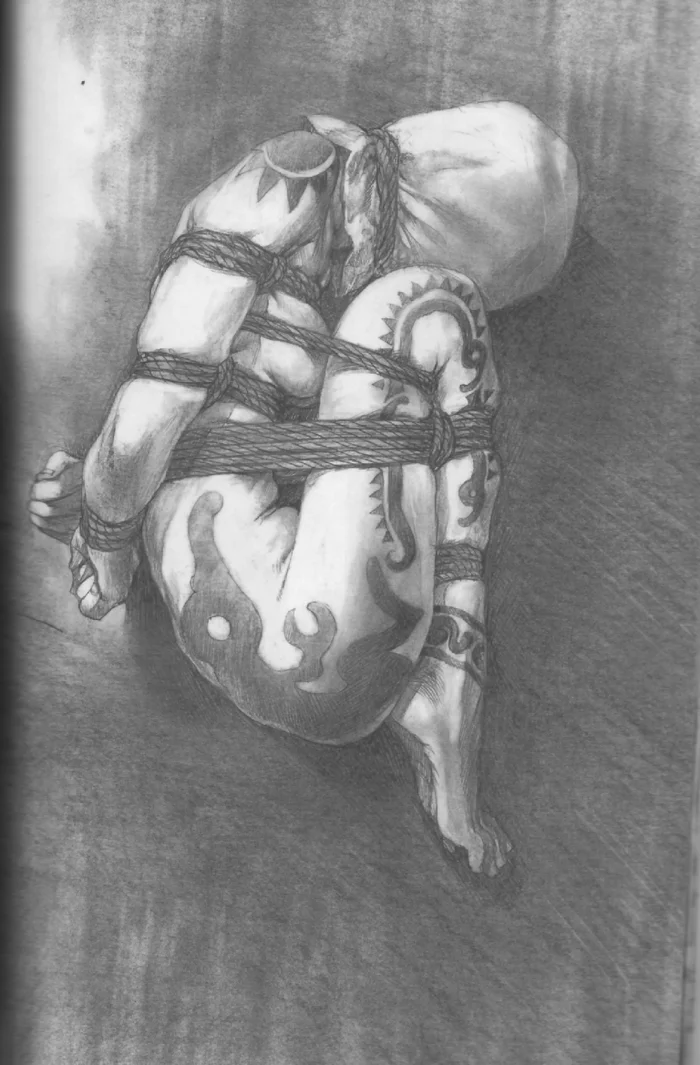 Girl with tattoos - NSFW, Shibari, Art, Hand-drawn erotica, BDSM, Girls, Binding, Deviantart