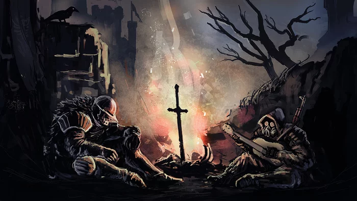 Bonfire - Art, Dark souls, Stalker, Crossover, Bonfire