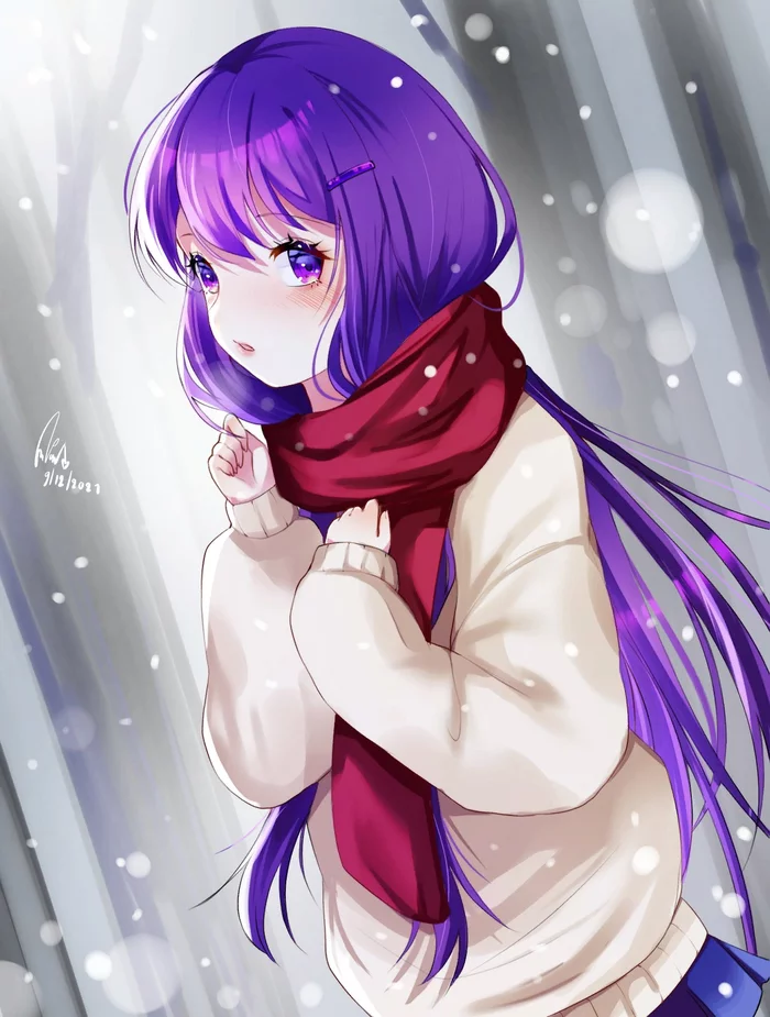 Yuri - Doki Doki Literature Club, Yuri DDLC, Anime art, Anime, Visual novel