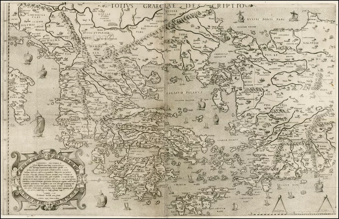1564 map of Greece and Turkey - My, Story, Cards, Antiquity, Greece, Turkey, Herodotus, Ptolemy, 16th century, Longpost
