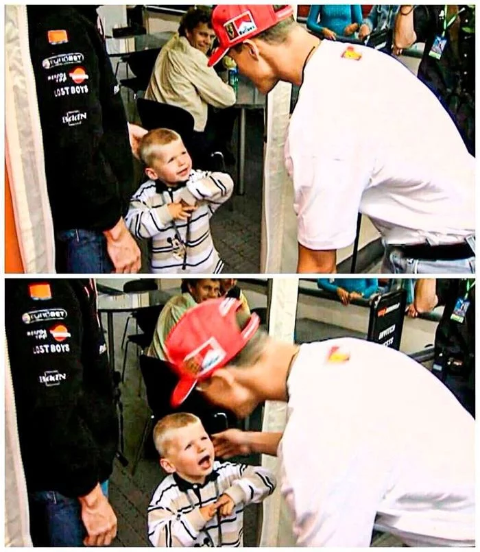 Young Max Verstappen with Formula 1 legend Michael Schumacher - The photo, Max Verstappen, Michael Schumacher, Formula 1, Champion, Idols