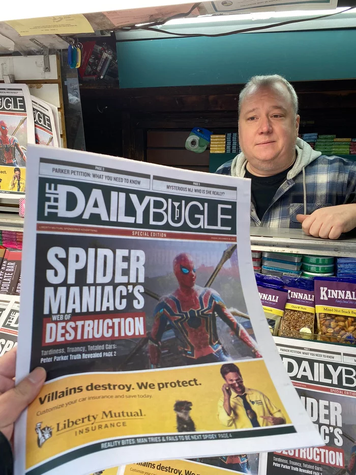 Newsstand of The Daily Bugle from No Way Home appears in New York - My, Spiderman, Movies, Twitter, New York, Newspapers, Purchase, Question, Request, Longpost
