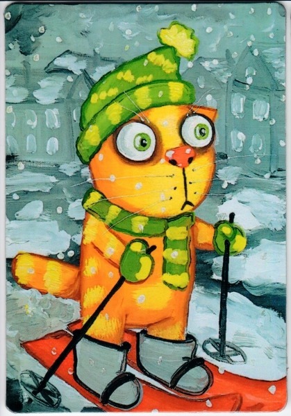 Skier - My, Knitted toys, Crochet, Amigurumi, Needlework without process, Vasya Lozhkin, cat, Longpost