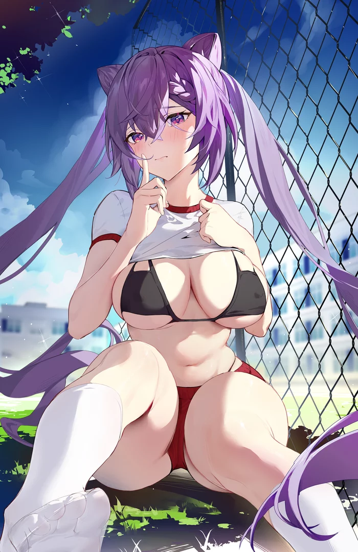 Keqing - NSFW, Genshin impact, Keqing, Art, Girls, Games, Anime, Anime art, Boobs