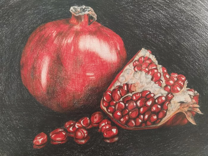 Grenades - My, Pencil drawing, Artist, Painting, Garnet, Still life