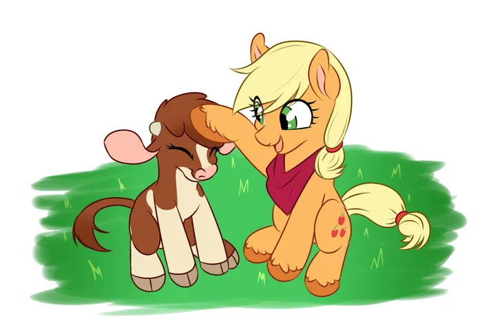 What a cute cow! - My little pony, PonyArt, Thems Fightin Herds, Applejack, Arizona Cow (tfh), Redahfuhrerking