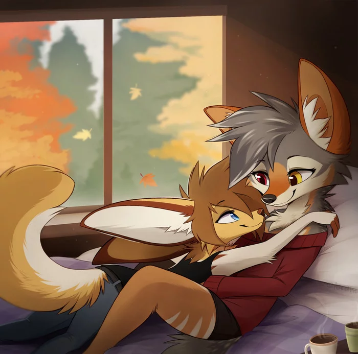 Hugs - Furry, Anthro, Art, Furry fox, Furry canine, Aseethe