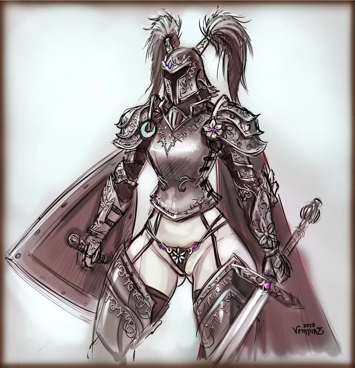She is ready for the Crusade - NSFW, Vempirick, Art, Knights, Bronzetruses, Hand-drawn erotica