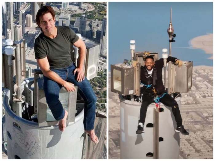 Tom Cruise casually sits on the Burj Khalifa skyscraper, against Will Smith - Skyscraper, Tom Cruise, Will Smith