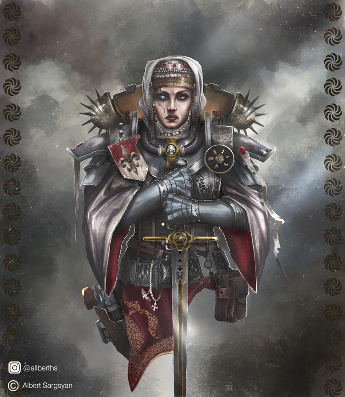 "Sister of Battle" & "Guardsman of Khorne" by Albert Sargsyan Albert Sargsyan, Warhammer 40k, Wh Art, Adepta Sororitas, Imperium, , , Chaos cultists, 
