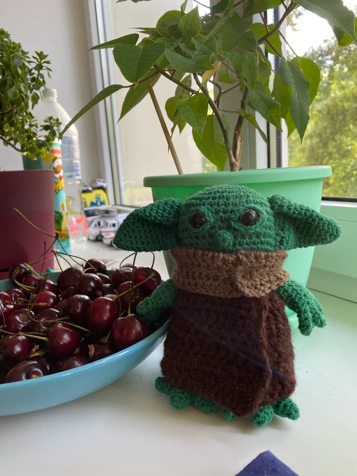 My baby Yoda - My, Knitting, Crochet, Knitted toys, Needlework without process, Grogu, Yoda