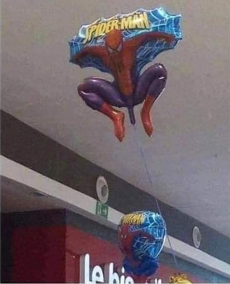 I wonder if they inflate him through this place too? - Humor, Air balloons, Spiderman, Images