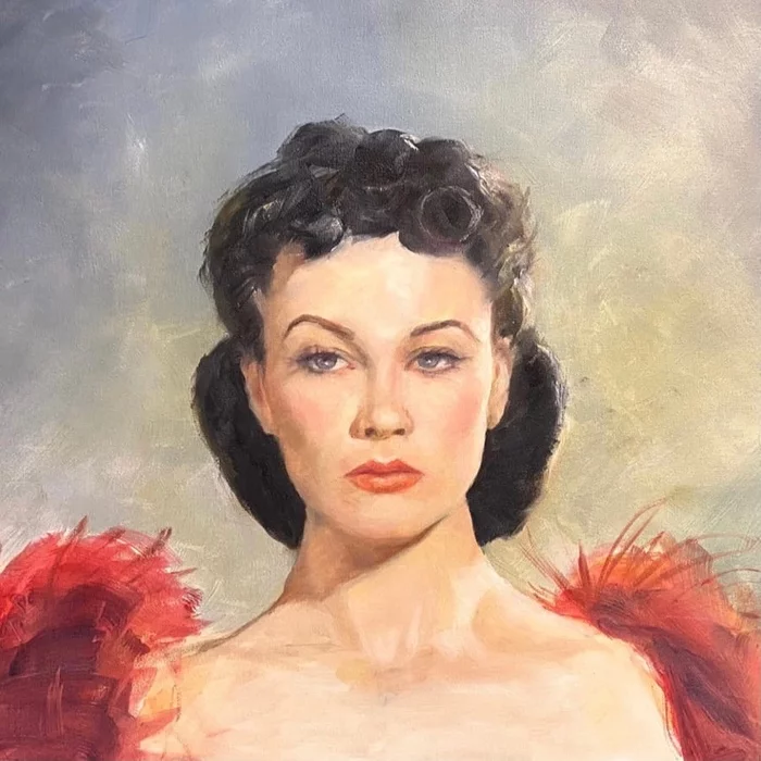 Portrait of Vivien Leigh - My, Portrait, Vivien Leigh, Oil paints, Canvas, gone With the Wind, Longpost