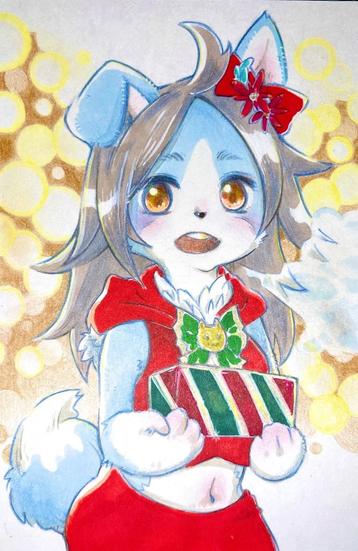 Merry Christmas! - Furry, Art, Anthro, Furry dog, Christmas